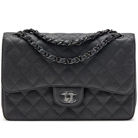 chanel jumbo so black|CHANEL Crumpled Calfskin Quilted Jumbo Double Flap So Black .